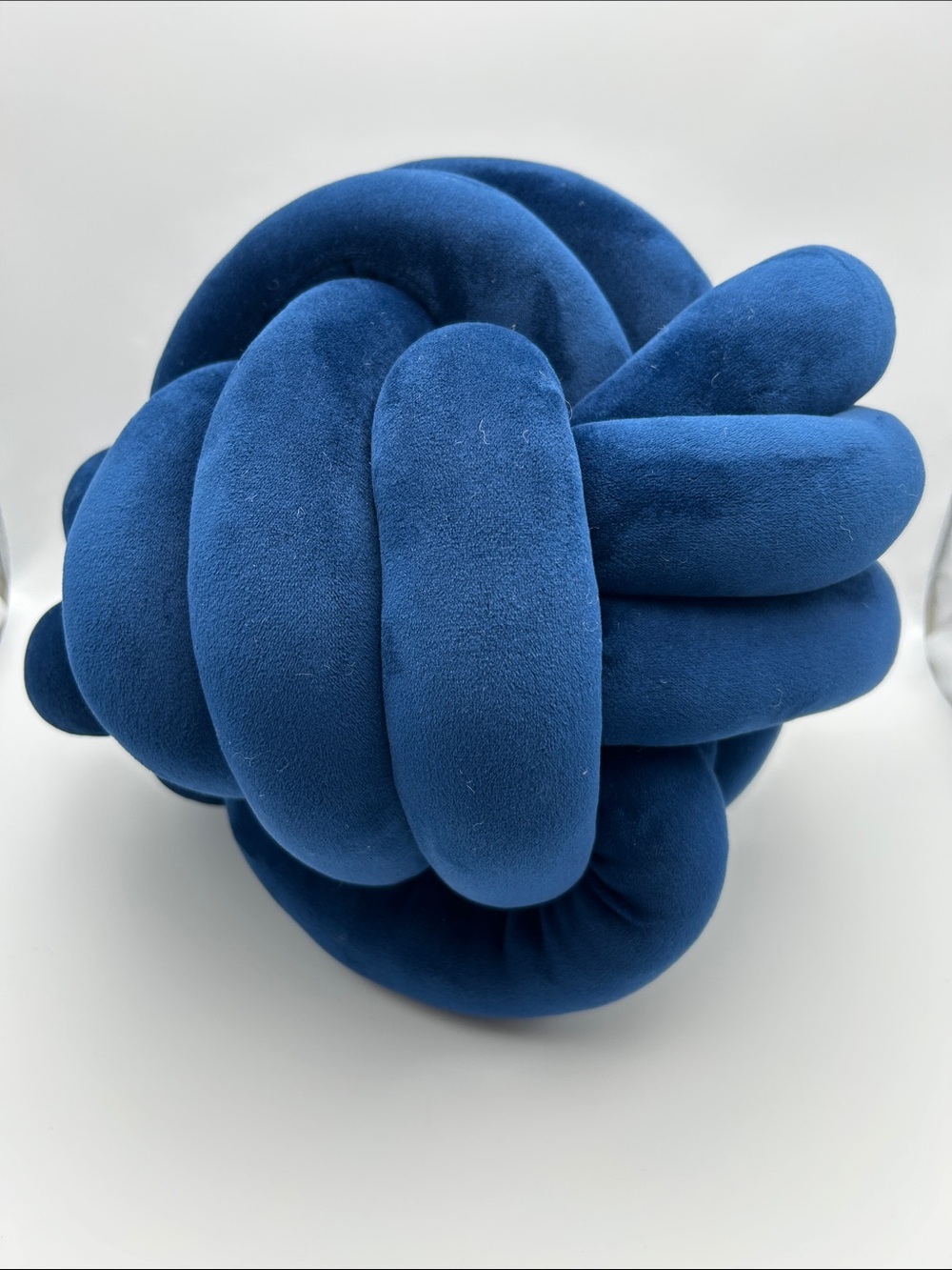Plush Knot Ball Throw Pillow in Cobalt Blue 11inch EUC - Picture 2 of 3